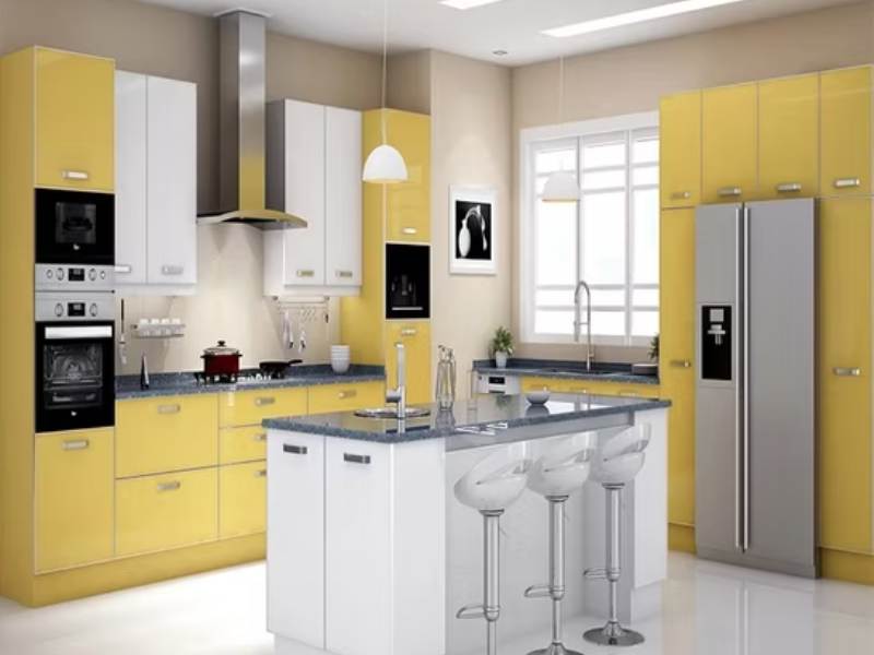 رنگ کابینت ام دی اف زرد سبک مدرن