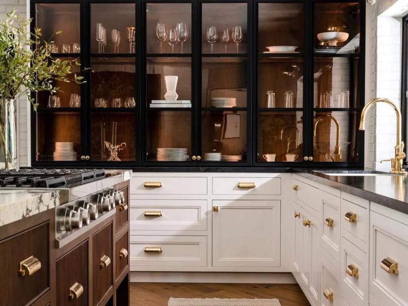 مدل کابینت مدرن سبز شیشه ای